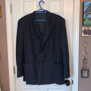 Men's Wool Pinstripe Blazer Navy/Black Size 44 British Importers